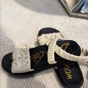 Sam Edelman Cream and Black Sandals Slip-On Design